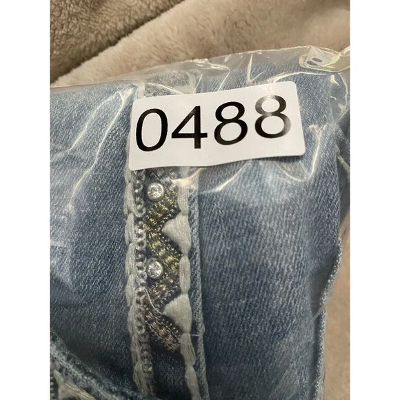 Vigoss Jeans Capri Bling Women's 27 Denim Blue New York Capri‎ Y2K Pants Gems - Picture 16 of 16